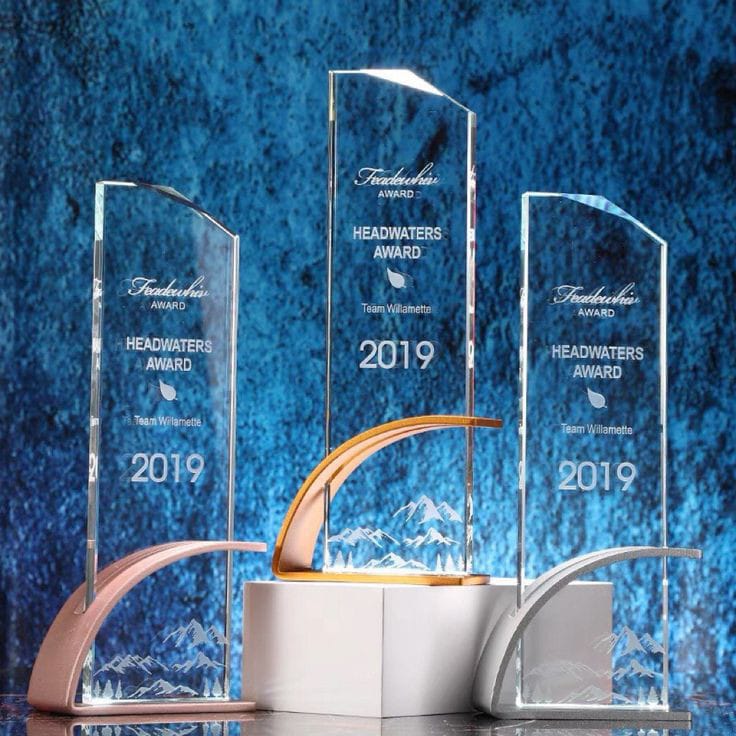 Blue Crystal Tower Trophy Set