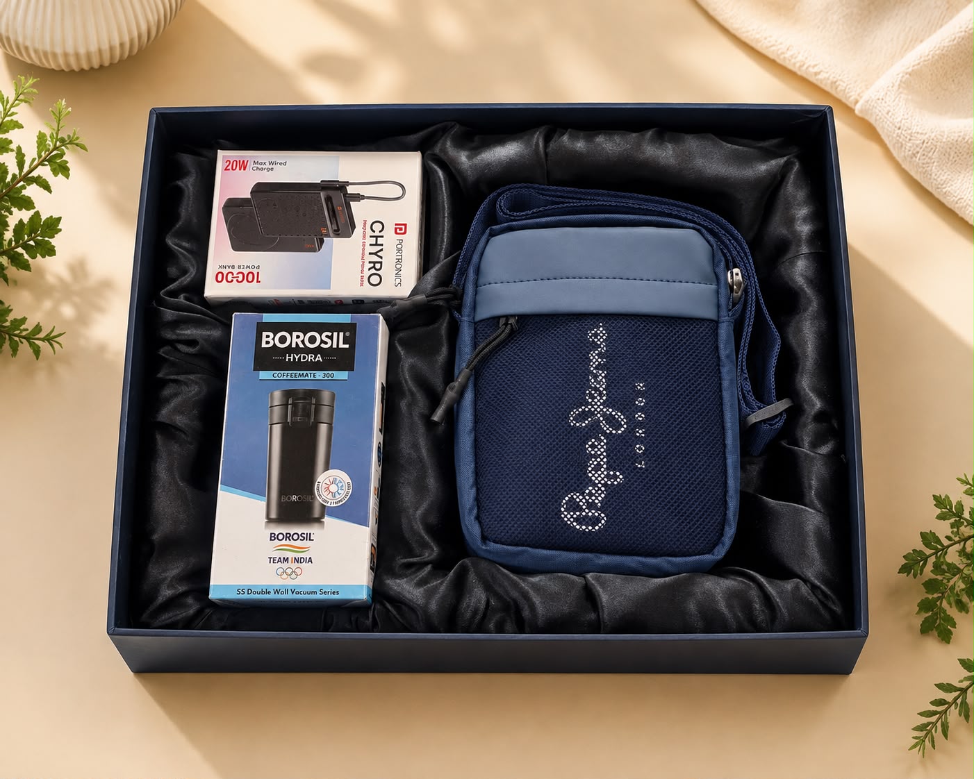 Premium 3 in 1 Corporate Gift Set – Drinkware, Electronic Device & Travel Pouch