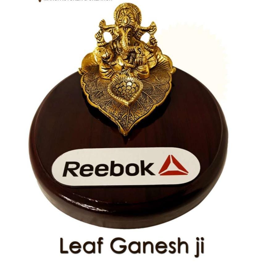 Crystal Leaf Ganesh Idol