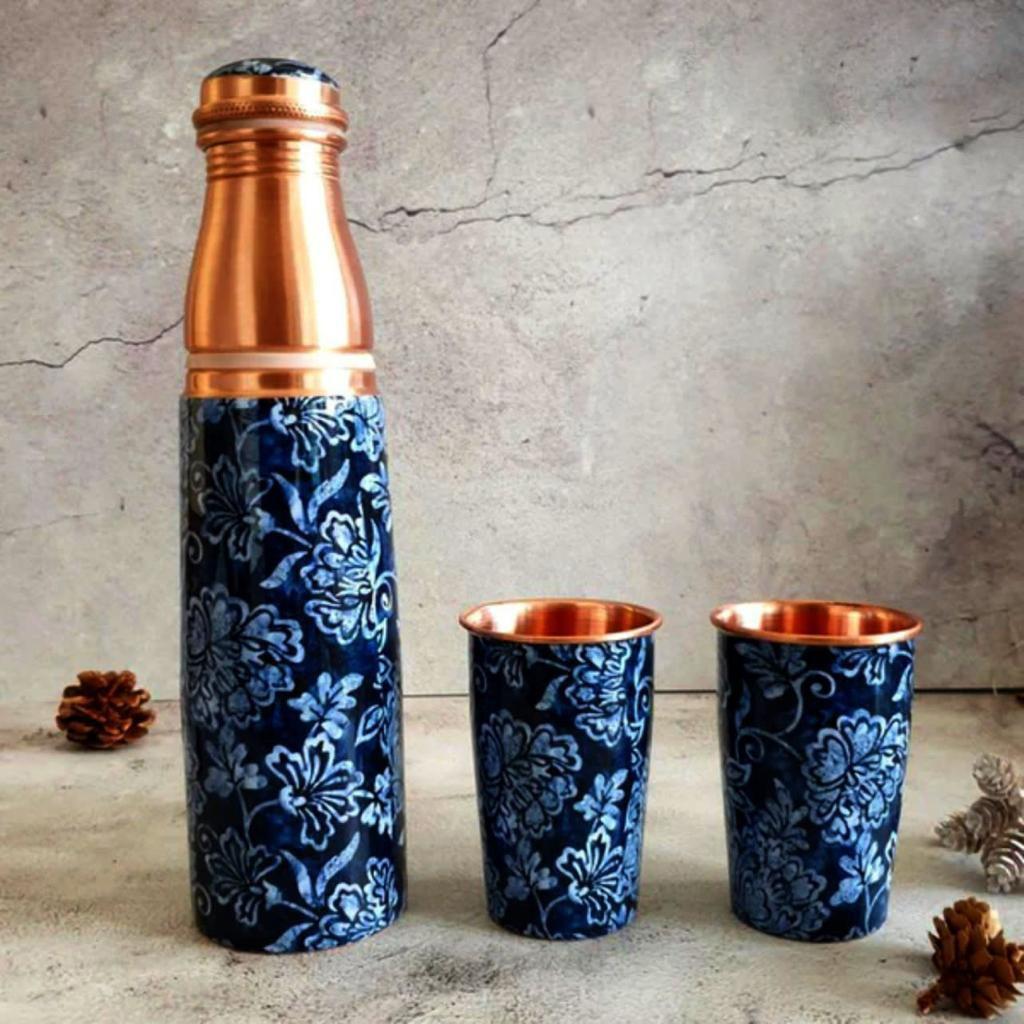 Designer Copper Bottle Set