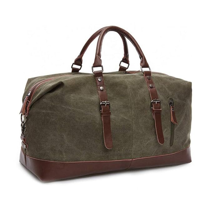 Executive Canvas Leather Travel Duffle Bag