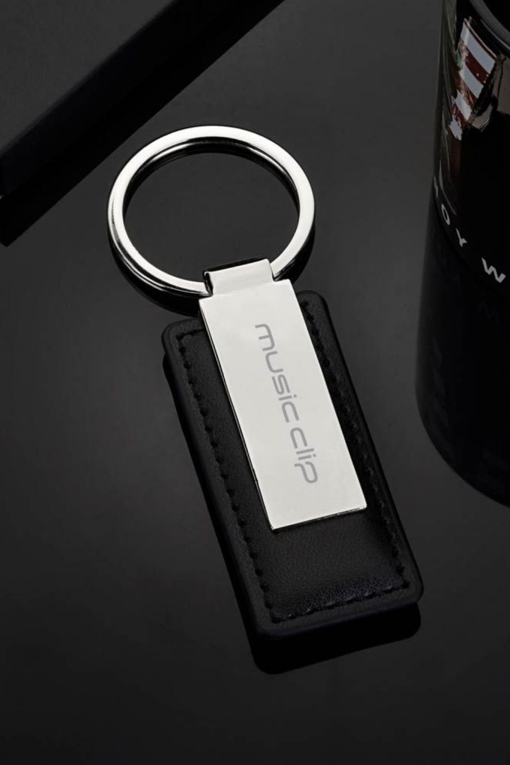 Executive Leather And Metal Keychain