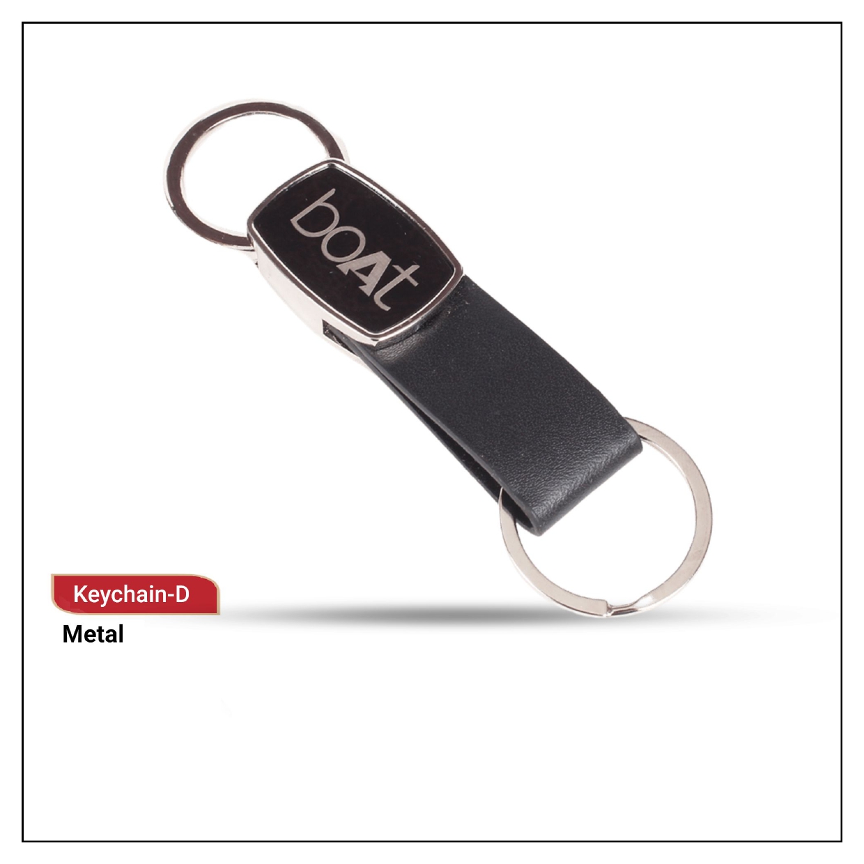 Executive Leather Loop Metal Keychain