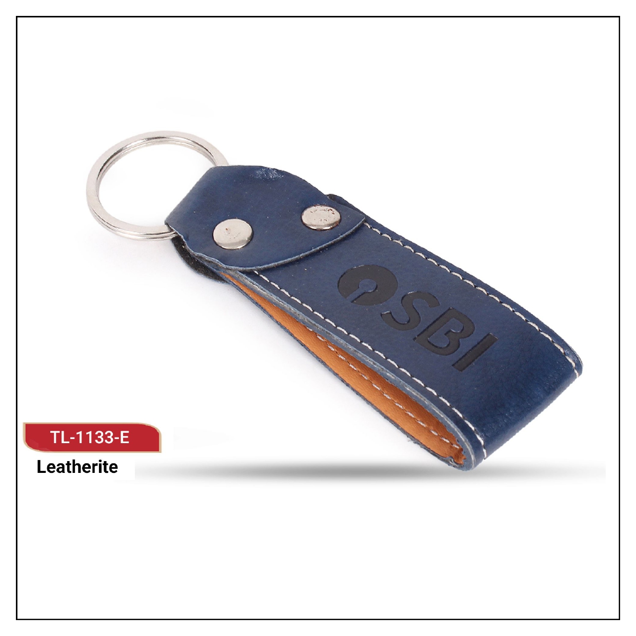 Executive Leatherette Metal Keychain