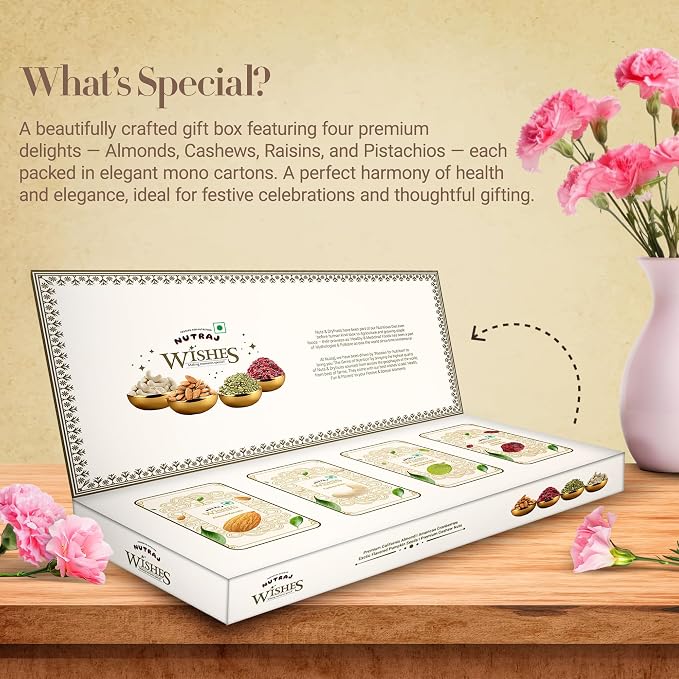 Nutraj Wishes Blooming Gold 400g Diwali Dry Fruits and Seeds Gift