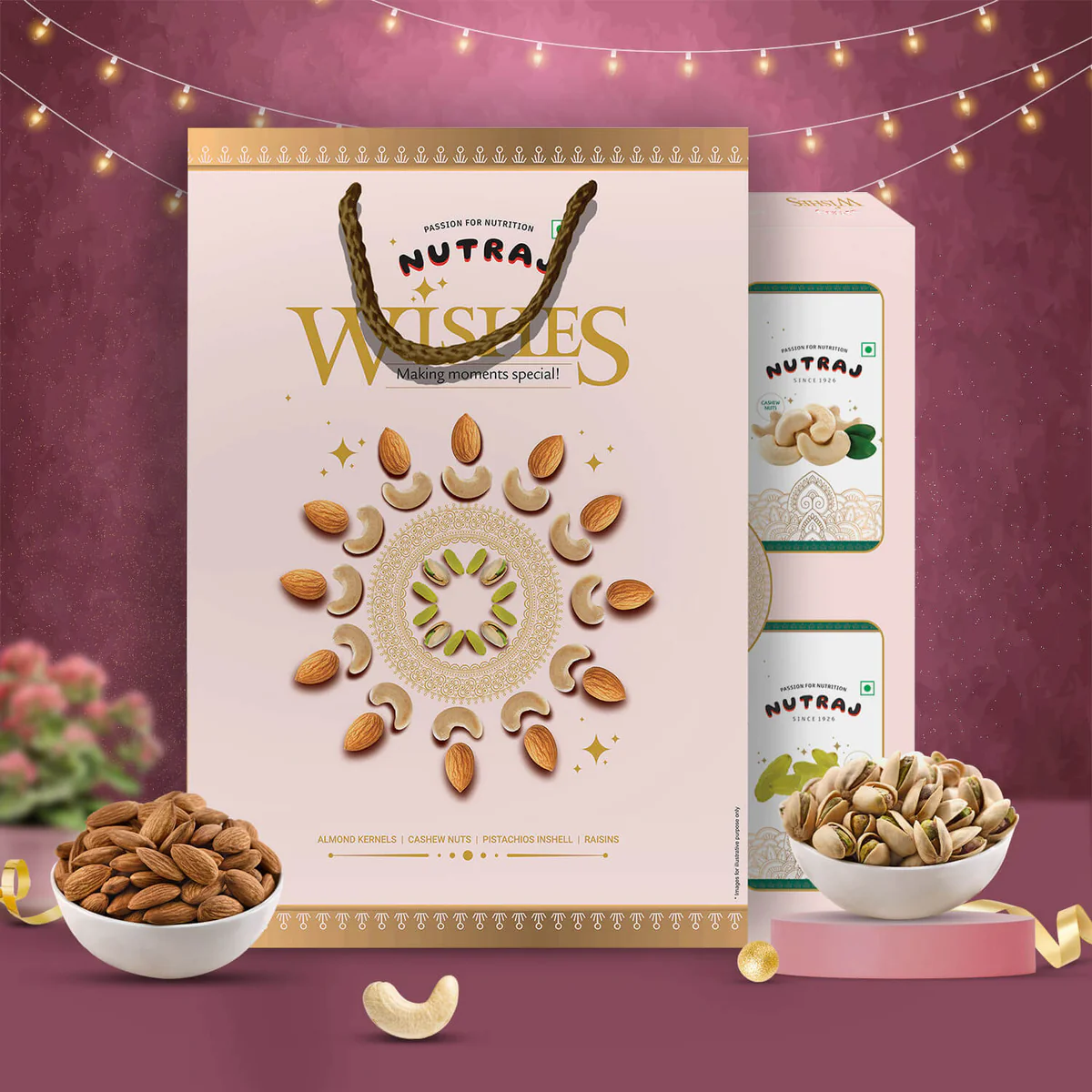 Nutraj Wishes Nutty Celebration Diwali Gift Box 300g  GB - 62