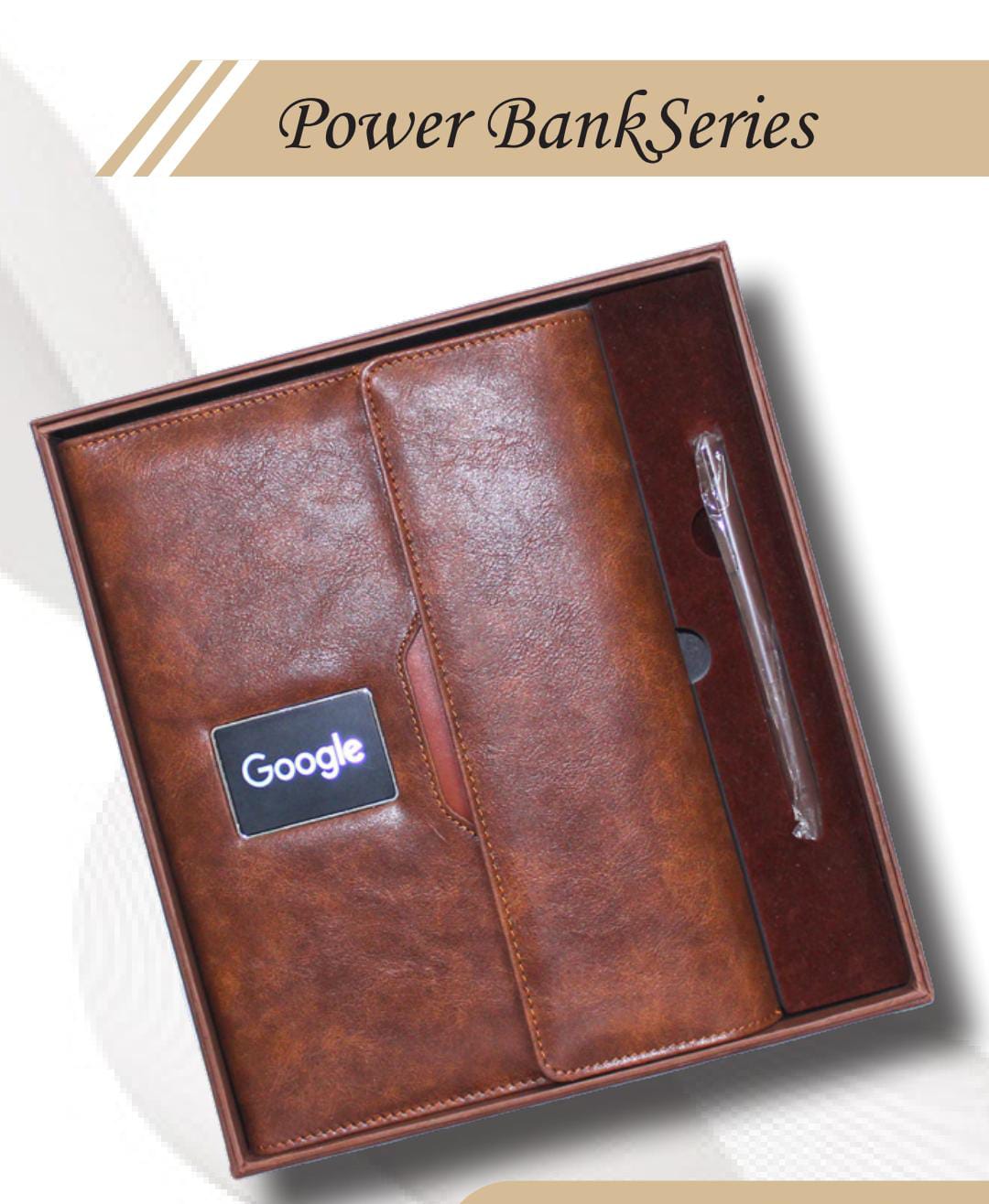Premium Leather Power Bank Organizer Diary