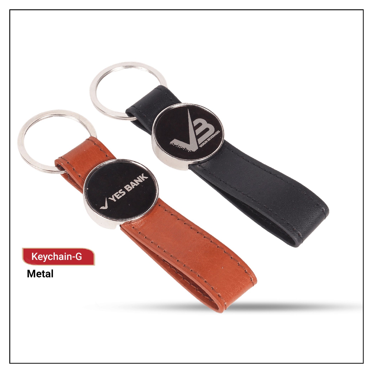 Premium Leather Strap Metal Keychain