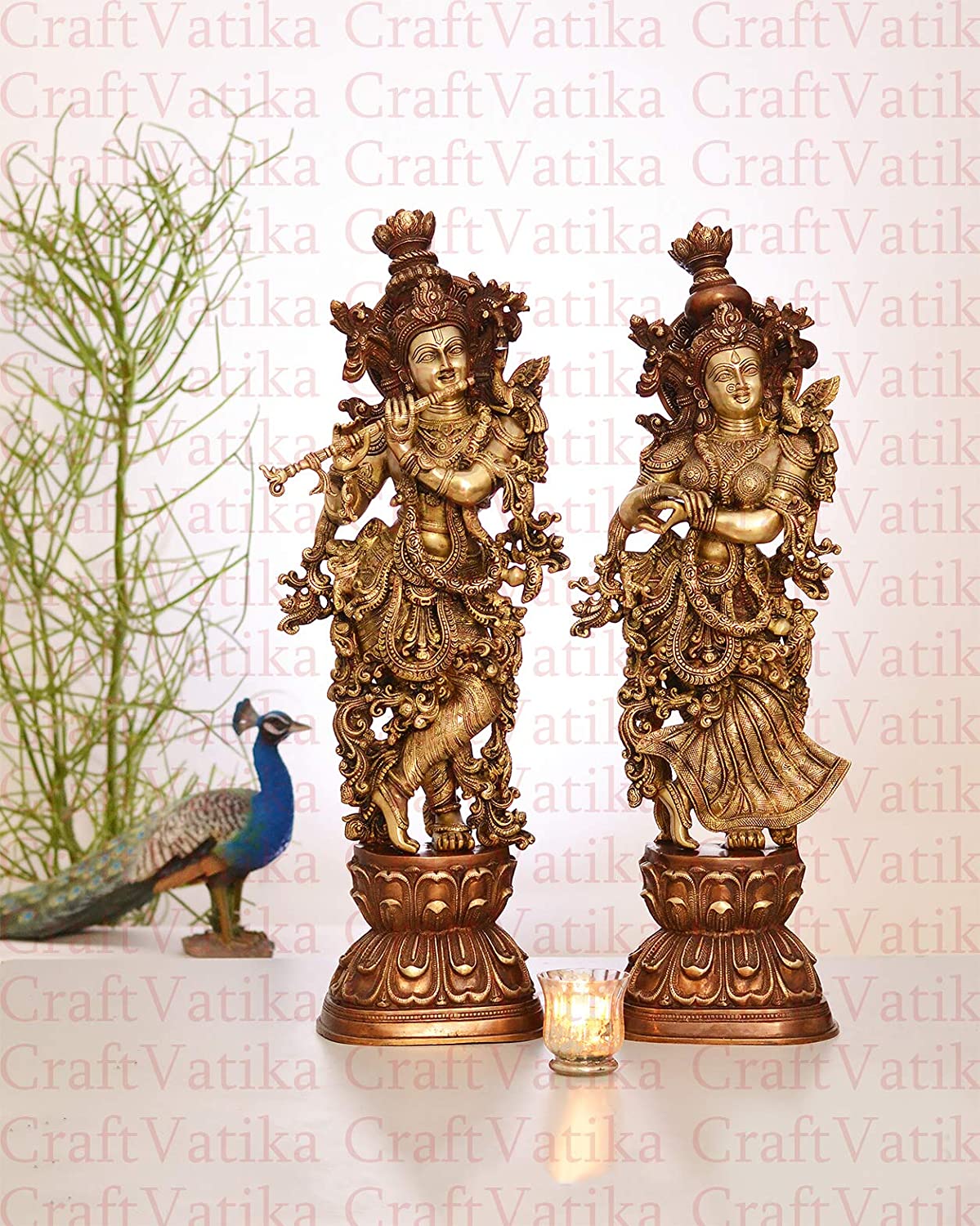 Radha Krishna Brass Idol Pair