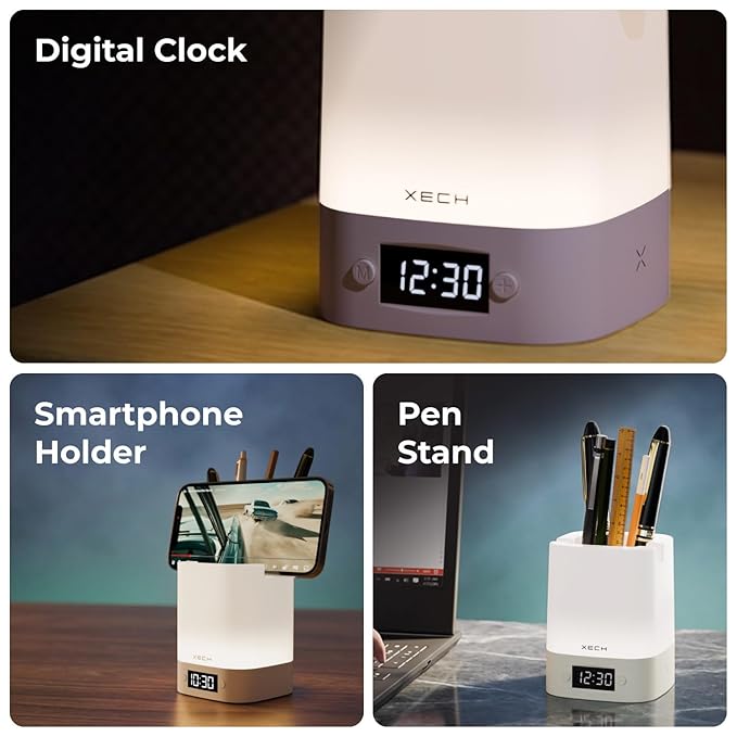 Xech Digital Clock With Pen Stand Night Light And Mobile Holder